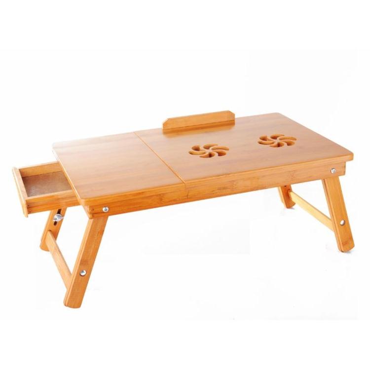 Bamboo Wooden Laptop Table w Fan